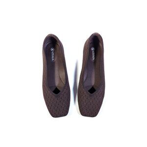 VIVAIA SHOES Size 9 Brown Chain Margot 2 Square Toe Flats Size 40.5